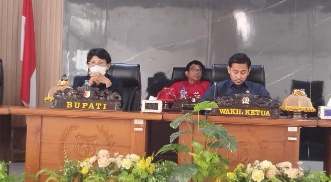 Rapat paripurna dipimpin Wakil Ketua II DPRD Sigi, Ikra Ibrahim, dihadiri oleh Asisten Bidang Adm. Umum, Selvy, mewakili Bupati Sigi, Selasa (17/6/25). (Foto : IST)