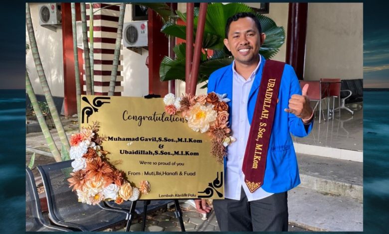 Ubaidillah, S.Sos., M.I.Kom., resmi menyandang gelar Magister Ilmu Komunikasi (Foto: a6/Ab)