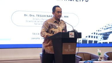 Teguh Narutomo memberi sambutan pada Sosialisasi Implementasi ETPD di Jakarta, Selasa, 24 Februari 2026. (Dok. Kemendagri)