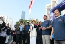 Menteri Meutya Hafid saat menghadiri Fun Walk World Press Freedom Day 2026 di Jalan Jenderal Sudirman, Jakarta, Minggu (03/05/2026). (Foto: InfoPublik/Bismo Agung)