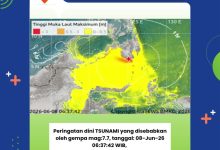 Tangkapan layar video BMKG terkait pemutakhiran status tsunami akibat gempa magnitudo 7,7 di Mindanao, Filipina. Sumber: BMKG.