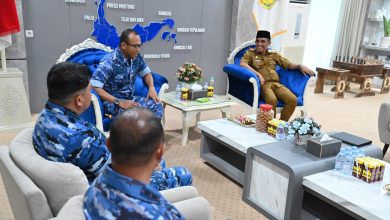 Gubernur Sulawesi Tengah Anwar Hafid menerima Komandan Lanud Sultan Hasanuddin Kolonel Pnb Vincentius Endy Hary Putra di Palu, Senin (29/6/2026).
