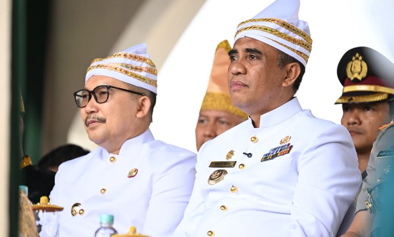Gubernur Anwar Hafid dan Bupati Amirudin Tamoreka pada HUT ke-66 Banggai saat menegaskan sinergi Program 9 Berani dan 9 Gerbang Banggai.