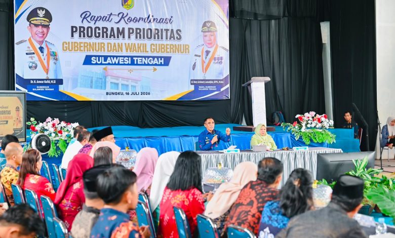 Gubernur Anwar Hafid memimpin Rapat Koordinasi Program Prioritas di Morowali yang menegaskan sembilan program prioritas sebagai acuan pembangunan Sulawesi Tengah.