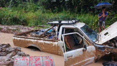 Jalan penghubung di Kecamatan Krayan Selatan, Nunukan, rusak akibat longsor yang mengakibatkan 1.507 warga di 13 desa masih terisolasi. Foto: BPBD Kabupaten Nunukan