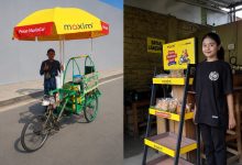 Program pendampingan UMKM Maxim di Kota Palu melalui penyediaan perlengkapan usaha, seperti payung dagang dan rak display, sebagai bagian dari dukungan bagi pelaku usaha lokal. (Foto: Maxim Indonesia)